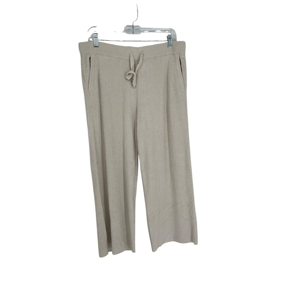 Barefoot Dreams Pants Women's Size Large Beige CozyChic Ultra Lite Rib Almond